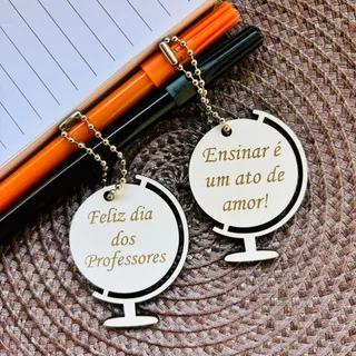 Kits chaveiro Dia dos Professores, Professor, Globo, lembrancinha MDF, Kit com 10, 30, 50 e 80
