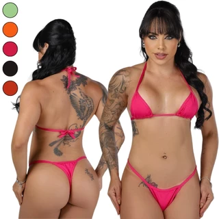Biquini Feminino Fio Dental Biquíni Cortininha Marquinha De Fita Moda Praia