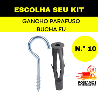 Kit Pacote de Gancho Parafuso E Bucha Fu pra Tijolo s-10 - (10 Á 50 UNIDADES)