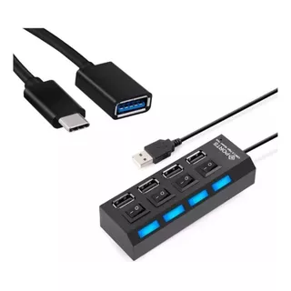 Otg Usb C + Hub Usb 4 Portas Mobilador Game Para Celular em Oferta na Shopee
