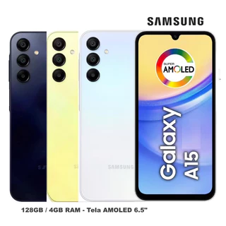 Samsung A15 256GB 8GB Ram /128GB One Sim 6GB ou 4GB RAM, Tela Super AMOLED 6.5", NFC Original e Lacrado 4G