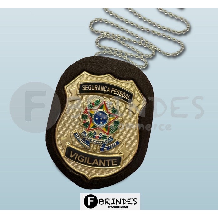 Bolachão em couro Segurança Pessoal Vigilante (Fed.) (Detalhe preto
