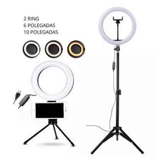 Kit 2 Ring Light Iluminador Ring Ligth 10 Polegadas + Ring de Mesa 6 Polegadas