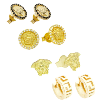 Brinco Face de Medusa 7mm x 9mm Banho de Ouro 24k Brinco Masculino Banhado em Oferta na Shopee