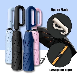 Guarda-Chuva Leve Compacto e Inovador com Design Moderno Alça Ergonômica em Formato de Gancho Cores Variadas Portátil Resistente Dobrável