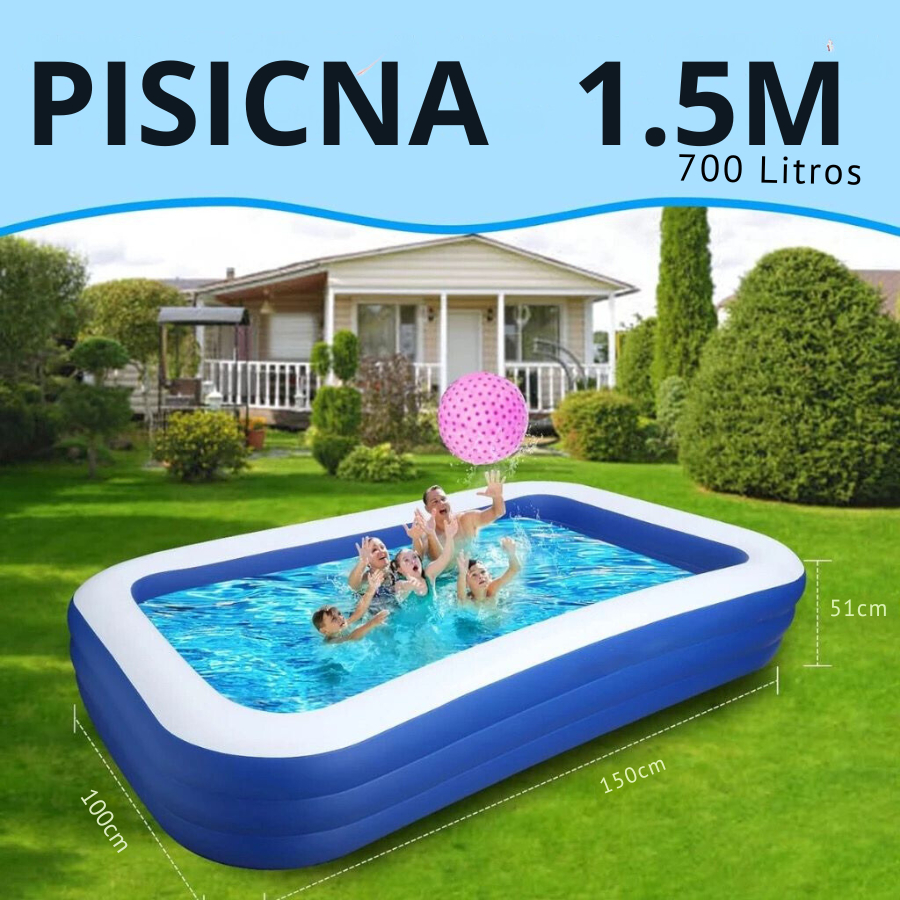 Piscina Retangular Inflável 3 Camadas Para Crianças e Adultos 1.5/1.8/2 ...