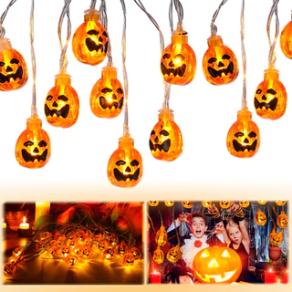 Varal Musical Abobora Fantasma Halloween Decoração Enfeite Festa Fantasia 2mt