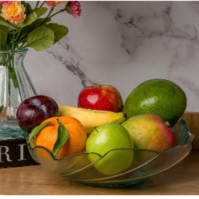 Fruteira de Vidro Centro de Mesa Saladeira 32cm Viva