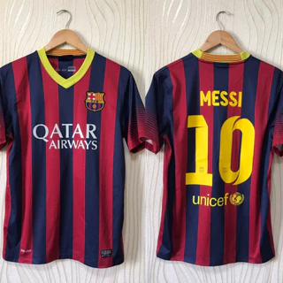 Camisa de Futebol Retro Barça Messi Gola Redonda Casual Nome E Número Atrás