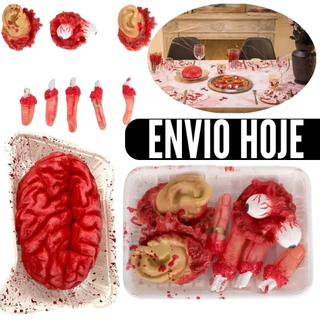 Orgãos Humano Falso Sangue Halloween Na Bandeja Decoração Halloween Enfeite Mesa Dia das Bruxas