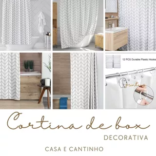 Cortina de Box Estampada Para Banheiro Com Ganchos de 1,8M Resistente à Água Linha Premium