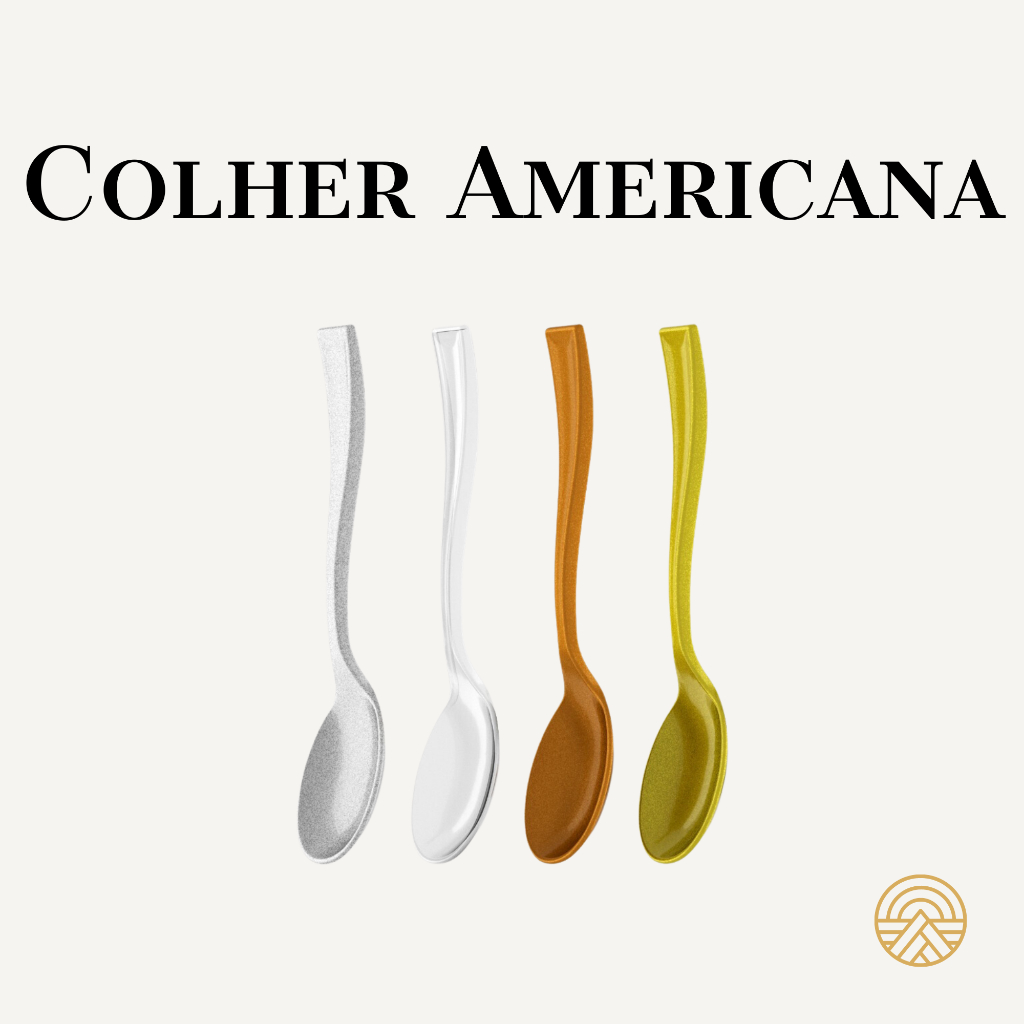 Mini Colher Americana Com Pacote 20, 40 e 80 Unidades Prata, Cristal, Bronze e Ouro