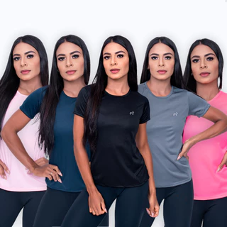Kit 5 Blusa Feminina Dry Fit Academia Treino Esportes