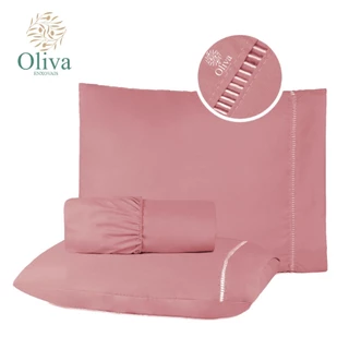 Kit Jogo de Lençol Cama Casal Micropercal 400 Fios com Detalhe em Ponto Palito nas Fronhas em Oferta na Shopee