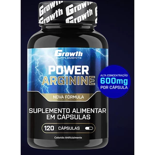 Power Arginine (120 Caps) - Growth Supplements (Alta ocncentração) 600mg de Arginina por cápsula