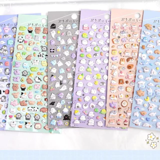 Cartela de adesivos 3D Papelaria Kawai Bichinhos Panda Pinguim Gatinho Hamster Ursinho Cachorrinho