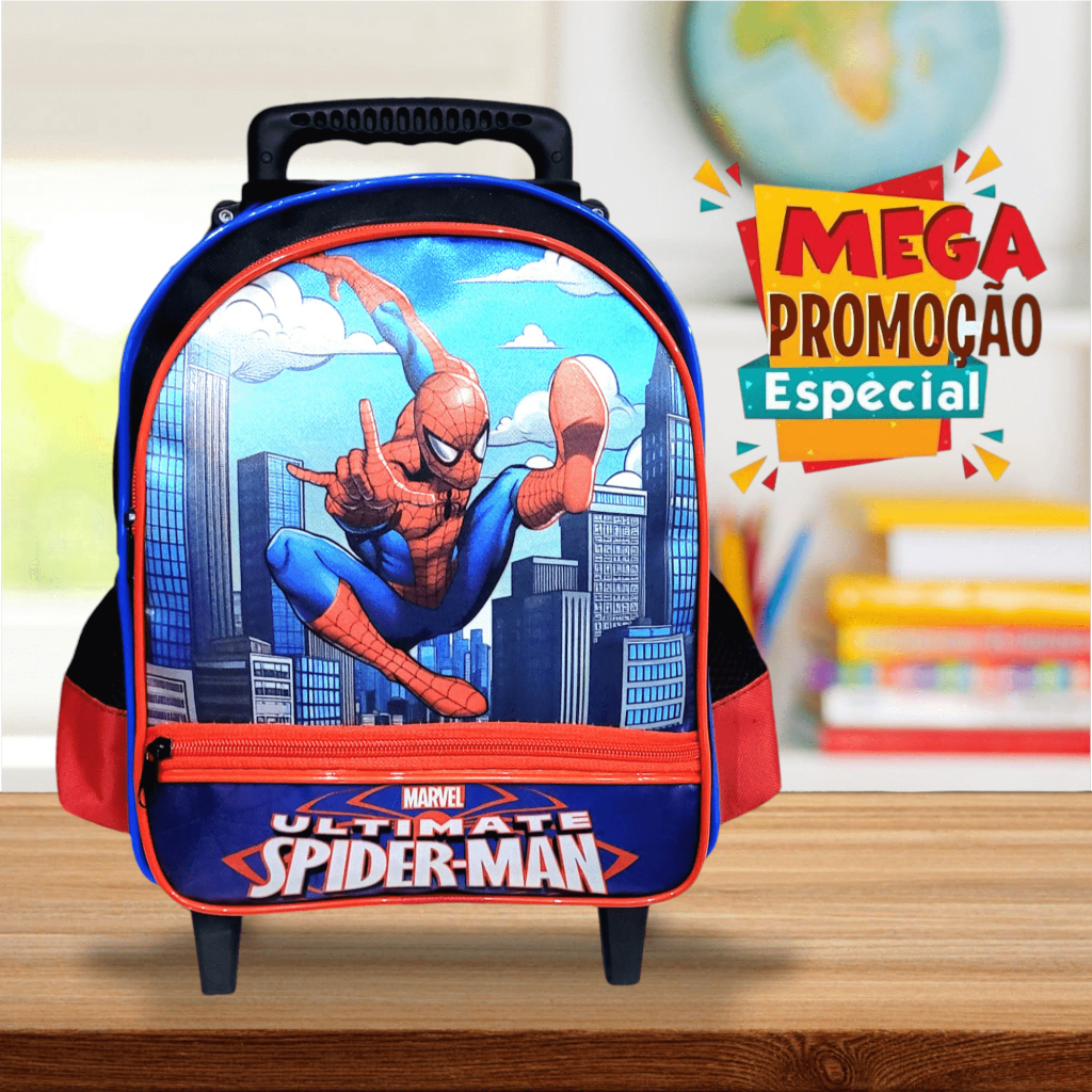 Mochila Escolar Infantil Pequena Creche Com Rodinha Homem Aranha ...