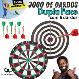 Jogo de Dardos Profissional Grande com 6 Dardos Tiro ao Alvo Dupla Face Tabuleiro Magnético em Metal