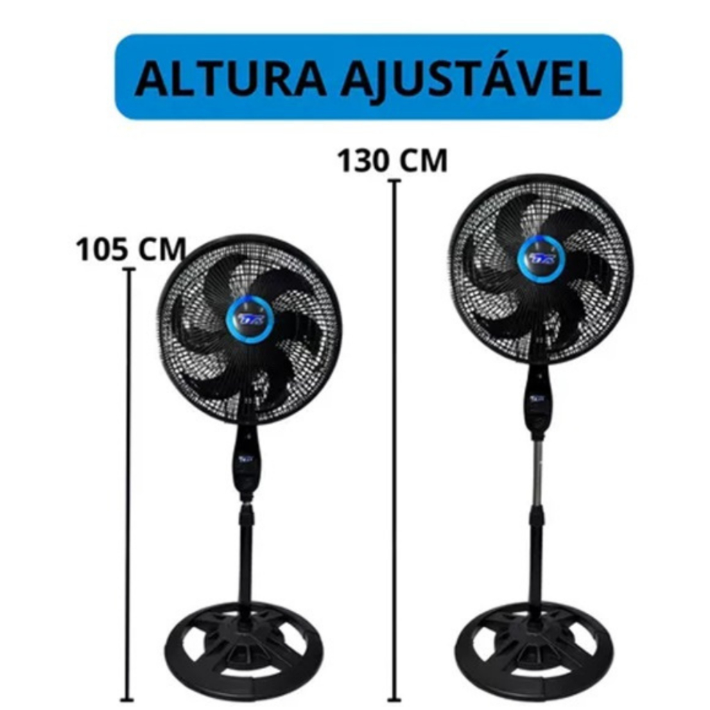 Ventilador de coluna 48cm Preto Pedestal Silencioso e Potente 110V e 220V Econômico