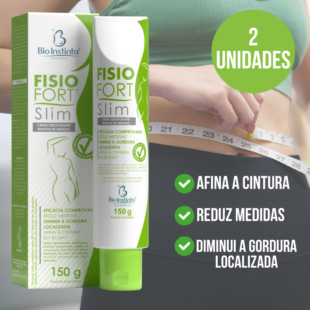 2 Creme FISIOFORT SLIM - Redutor de Medidas Afina a Cintura REDUZ ...