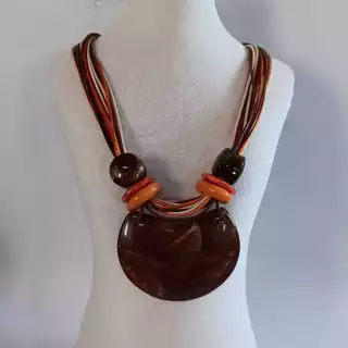 colar maxi bijuteria marrom