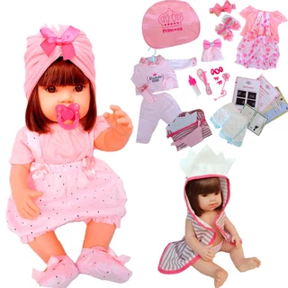 Boneca Bebê Reborn Pode Dar Banho Enxoval + DUAS TROCAS