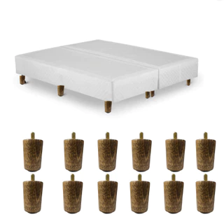 Kit 12 pés pezinhos de Madeira com sapata 6cm para moveis cama sofá poltronas armário cozinha
