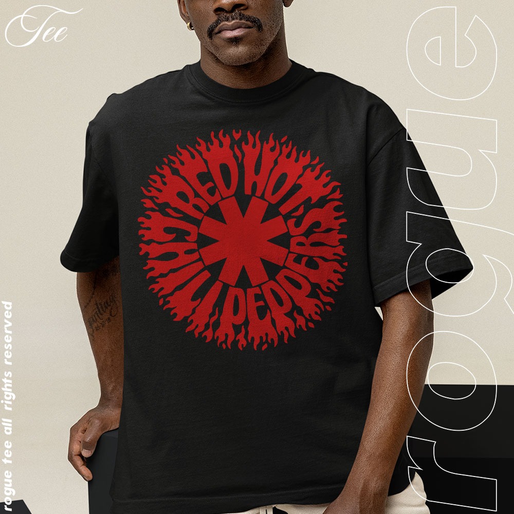 Camiseta Basica e OVERSIZED Red Hot Chili Peppers Flame Rock N