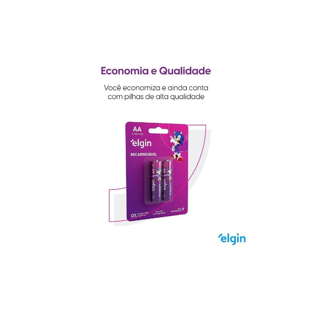 Pilha Recarregável AA 2700mah com 2 unidades Elgin