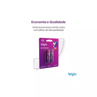 Pilha Recarregável AA 2700mah com 2 unidades Elgin