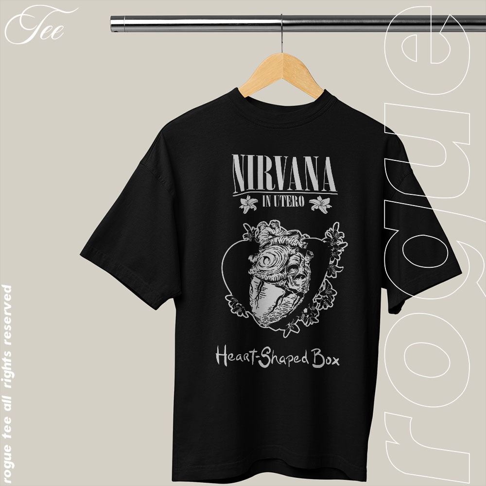 トップス NIRVANA IN UTERO HEART SHAPED BOX Camiseta Basica e OVERSIZED Nirvana In Utero Heart Shaped Box Rock