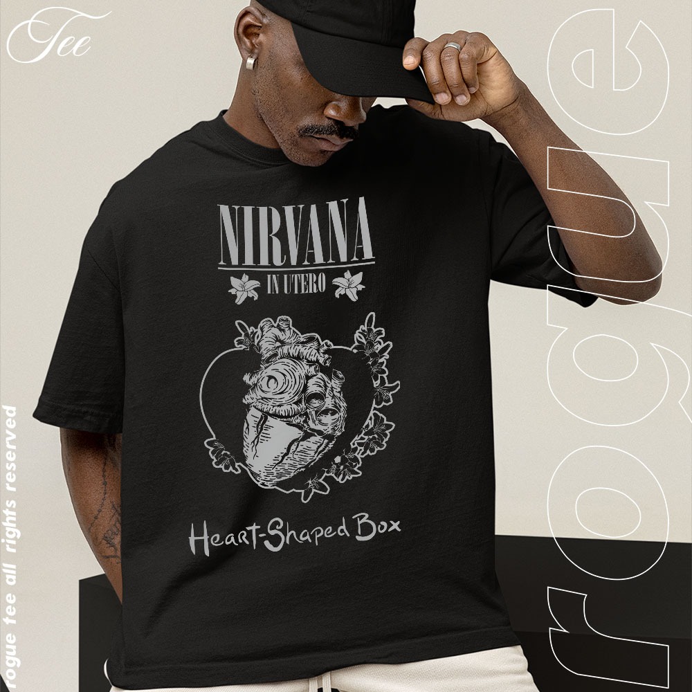 Camiseta Basica e OVERSIZED Nirvana In Utero Heart Shaped Box Rock