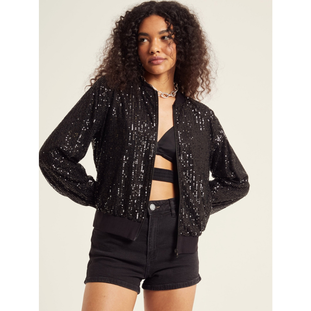 Clearance jaqueta bomber paete preta Store Black Friday