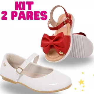 Kit 2 Pares Sandália Feminina Infantil Menina Casual Confortável Glady Joy Original