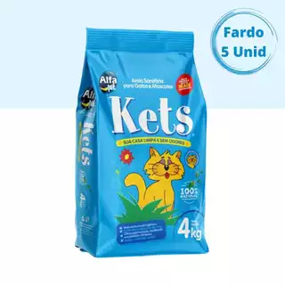 Kit 5un. Areia Sanitária Higiênica Para Gatos Anti Odor Kets Pacote de 4kg