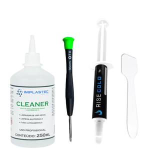 Kit Pasta Térmica Rise Cold 5g c/ Espátula + Chave Torx T8 + Cleaner 250ml - Resfriamento e Manutenção PC, XBOX, Playstation 3 4 5