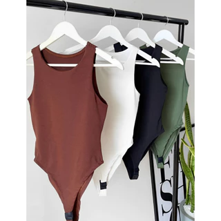 Kit Bodys Feminino Regata Básica Suplex com Forro Duplo Preto Branco Marrom Nude Verde Militar