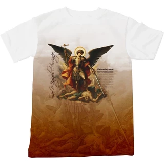 Camiseta Religiosa Rogai por nós - São Miguel Arcanjo Defendei-nos no combate
