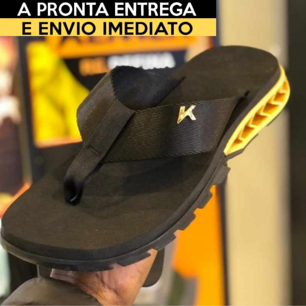 Chinelo Masculino Preto Dourado 25 Ao 44 Super Macio