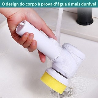 Escova de Limpeza 5 em 1 Sem Fio Limpador Multiuso Prático Com Mais Duas Cabeças de Escova — foto 2 — Achou Levou Brasil