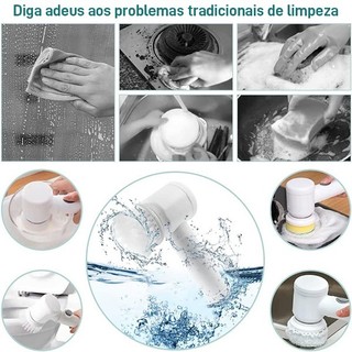 Escova de Limpeza 5 em 1 Sem Fio Limpador Multiuso Prático Com Mais Duas Cabeças de Escova — foto 8 — Achou Levou Brasil