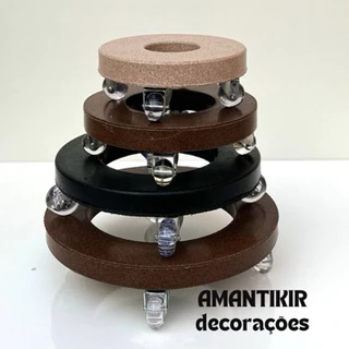 Suporte de Planta Decorativo Reciclável em Polietileno Moderno, RODIZIO Redondo liso - P - M - G - GG