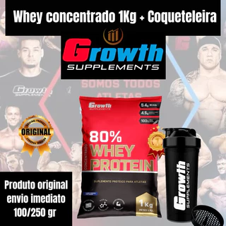 Whey Concentrado Básico + Coqueteleira Growth Suplementos