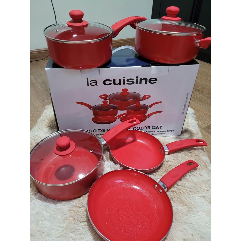 Jogo de Panelas Color Day 5 peças Vermelha - La Cuisine | Shopee