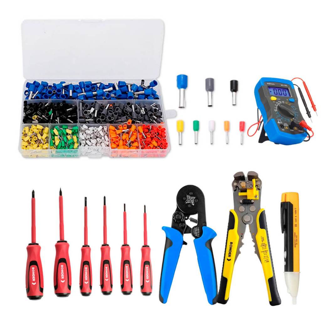 kit de ferramentas eletricista Alicate Terminal Conectores | Shopee Brasil