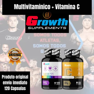 Vitamina C + Multivitaminico Growth Suplementos Original 120 cápsulas
