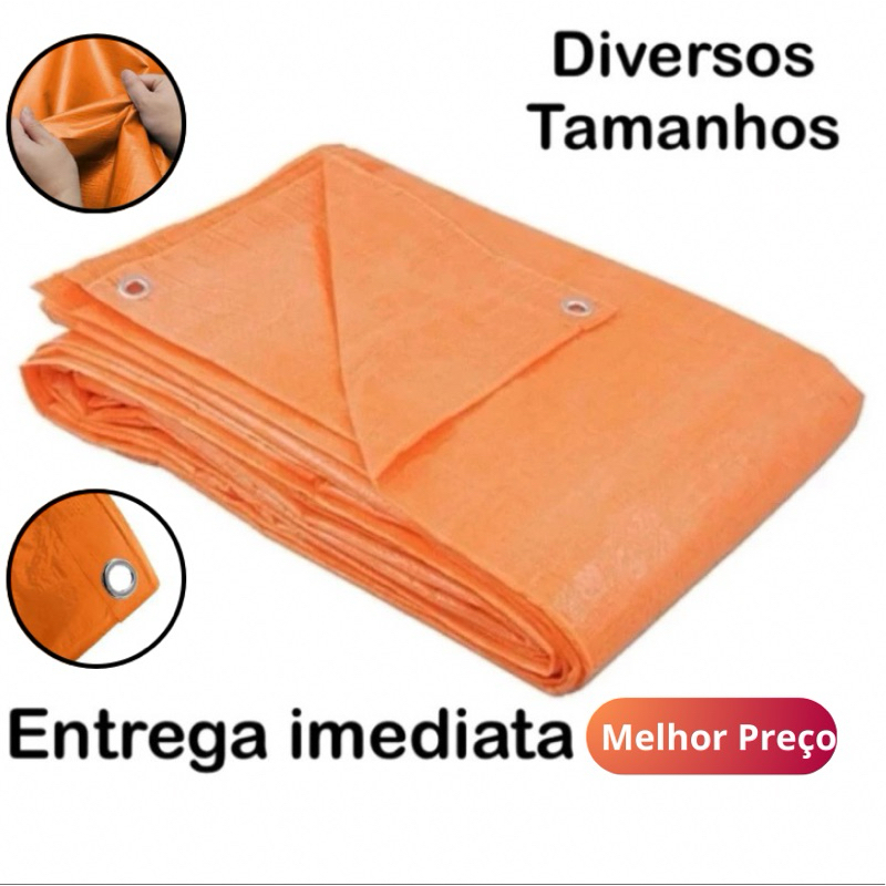 Lona Reforçada *Varios tamanhos* Impermeável l LARANJA 2x2 3x2 3x3 4x3 4x4 5x3 5x5 metros 70g 100 micras Onetools