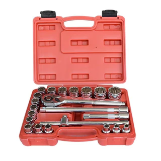 Kit Jogo de Soquetes Estriados 8 A 32mm 22 Pçs 1/2 Chave Catraca Reversível Originial Profissional