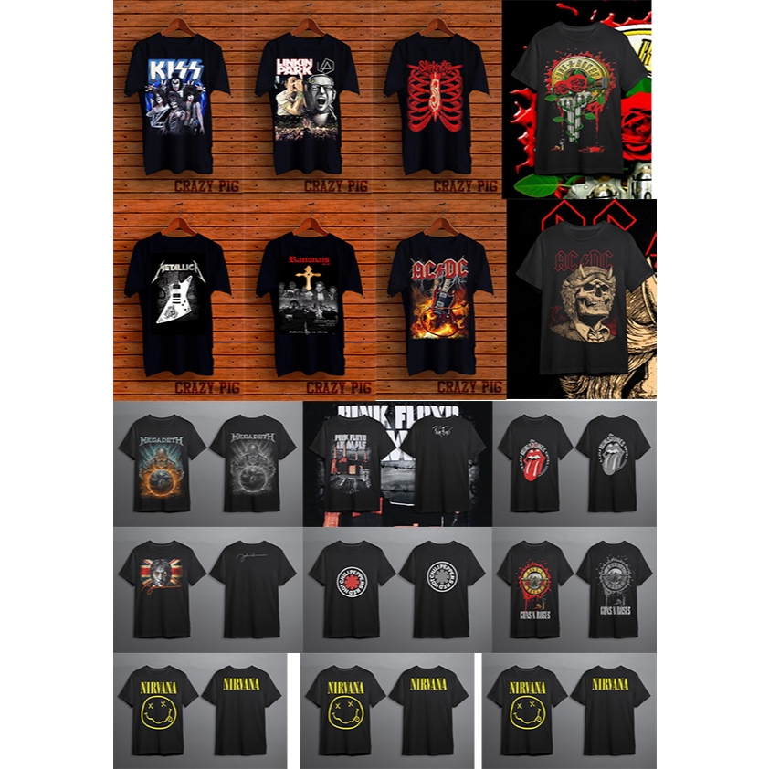 Kit10 BANDA ROCK ALGODAO CAMISETA