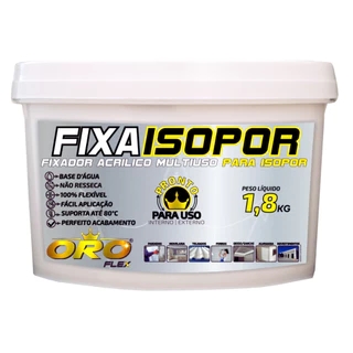 Cola p/ fixar Isopor em teto, forro de PVC, madeira, telhas Zinco, Amianto, Fibrocimento 1,8Kg (ORO)